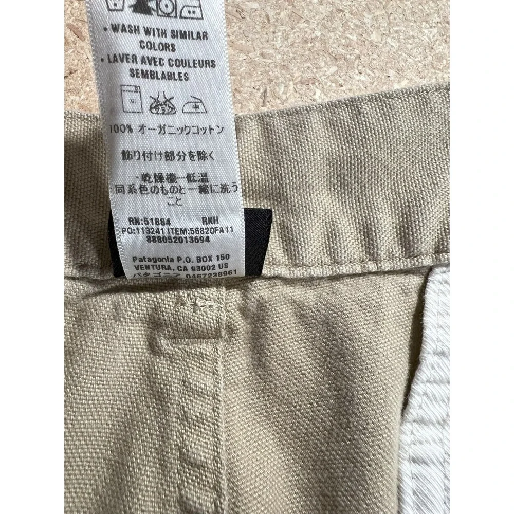 PATAGONIA Organic Cotton Pant Men 38 (35x29 Actual) Tan Khaki Chino Straight Leg